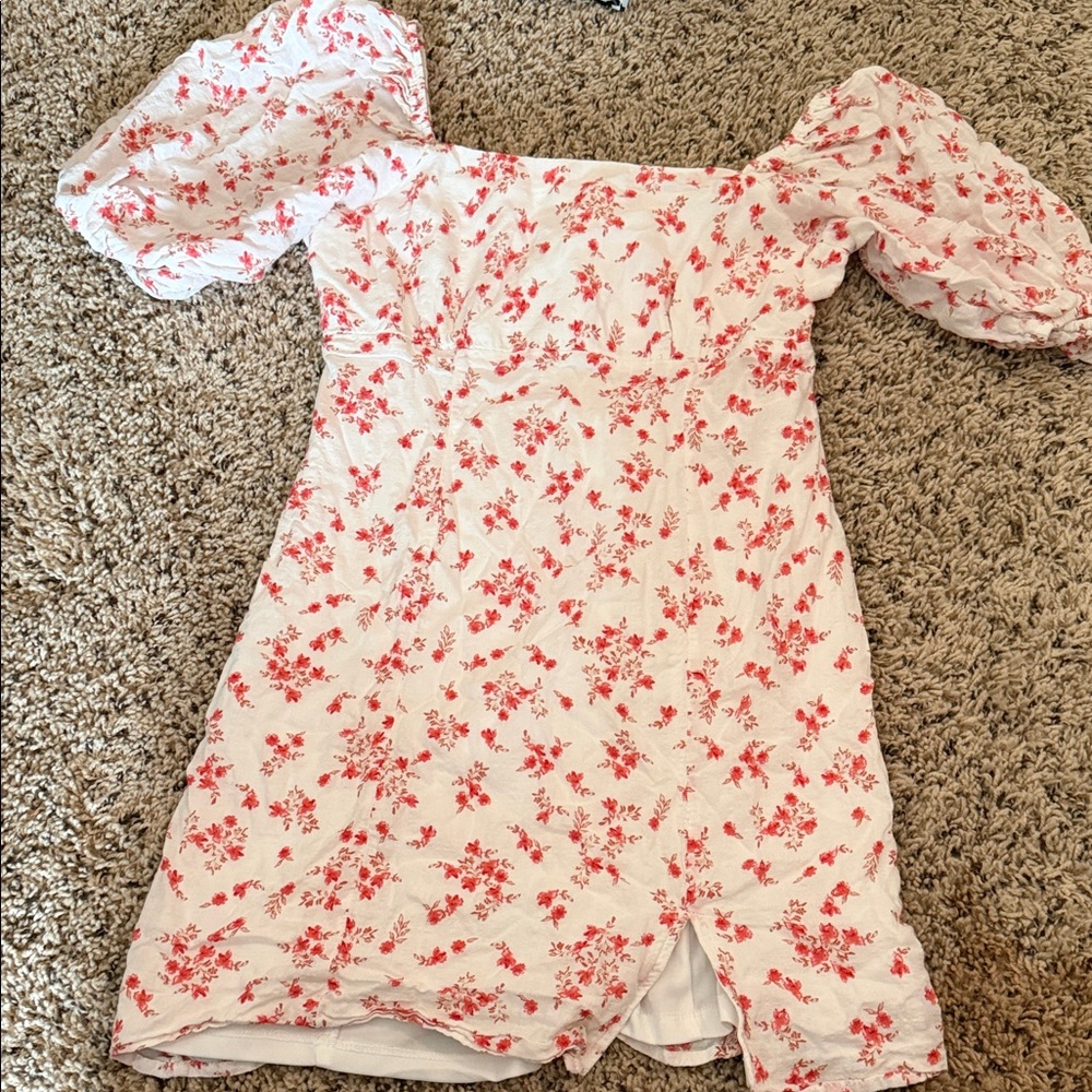 Altar'd State White and Red Floral Mini Dress